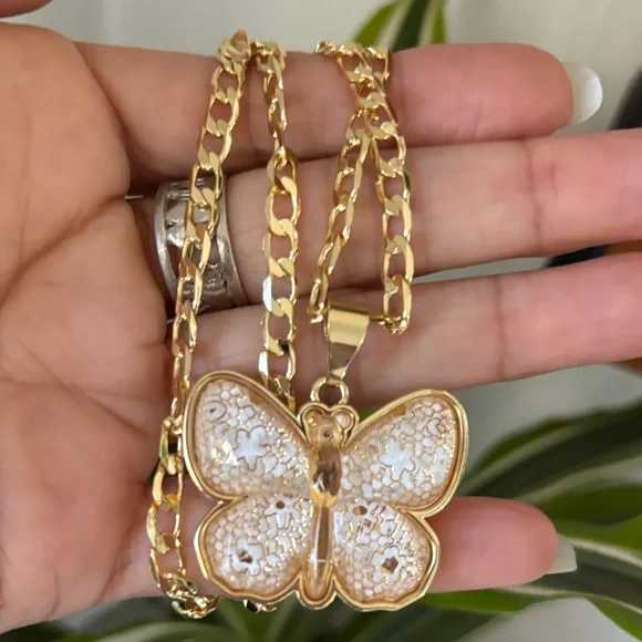 Gold Butterfly Pendant Necklace - Picture 5 of 6